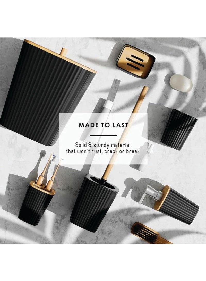 DUNISO 6 Pcs Bathroom Accessories Set,Household Toiletries Set,Sturdy and Durable,with Garbage can, Soap Dish, Toilet Brush, Mouthwash Cup, Lotion Bottle, Toothbrush Holder,Suitable for Family and Travel Use - Image 4